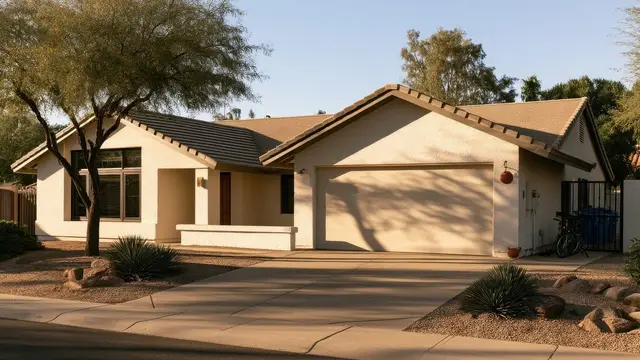 A single-story house with a two-car garage